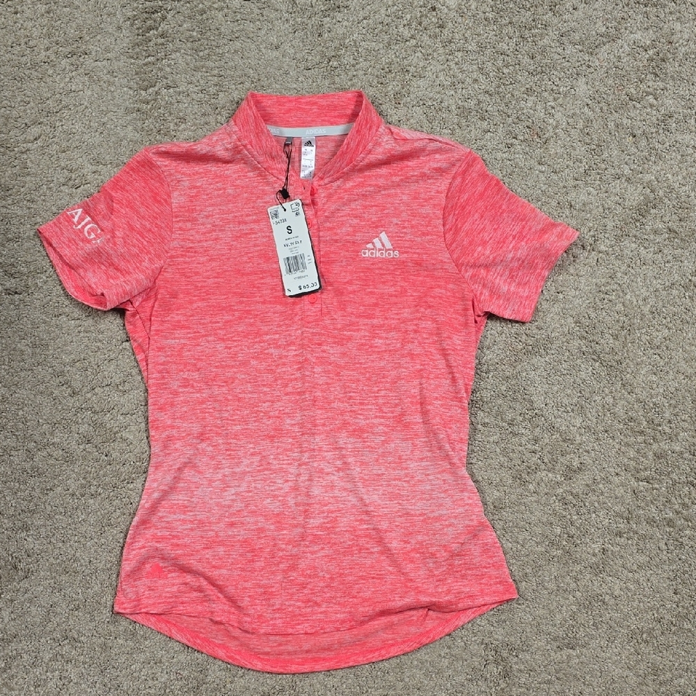 NWT Adidas Pink Short Sleeve Polo Shirt SIZE SMALL